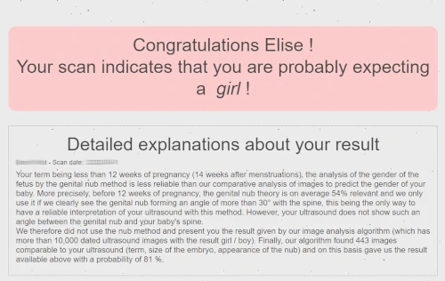 Example of girl Babygram result